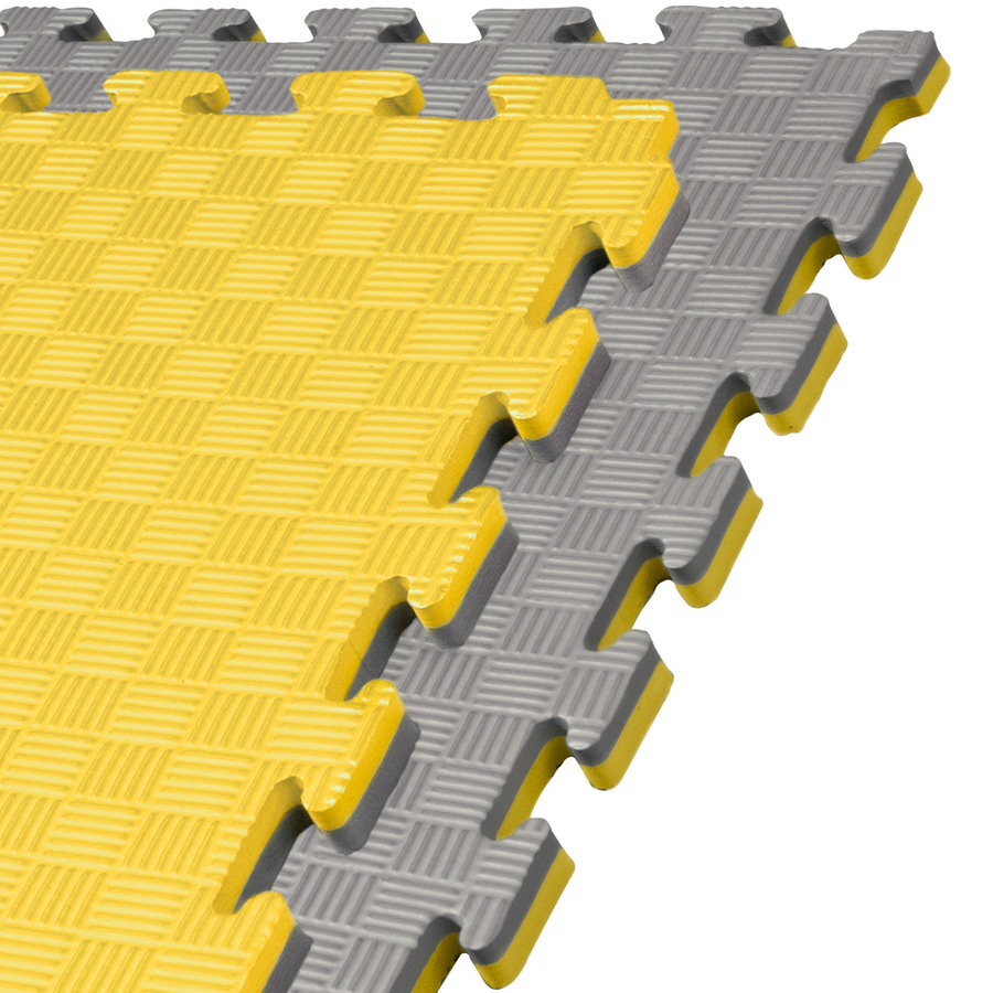 Foam floor puzzle mat PRO 2cm (100x100cm) - Grey - Yellow