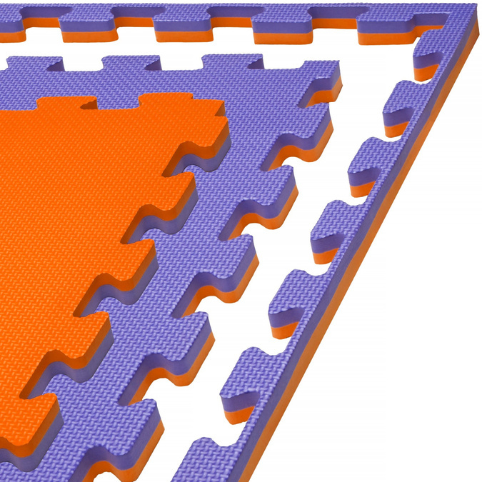 Foam floor puzzle mat PRO 2cm (100x100cm) - Orange - Purple