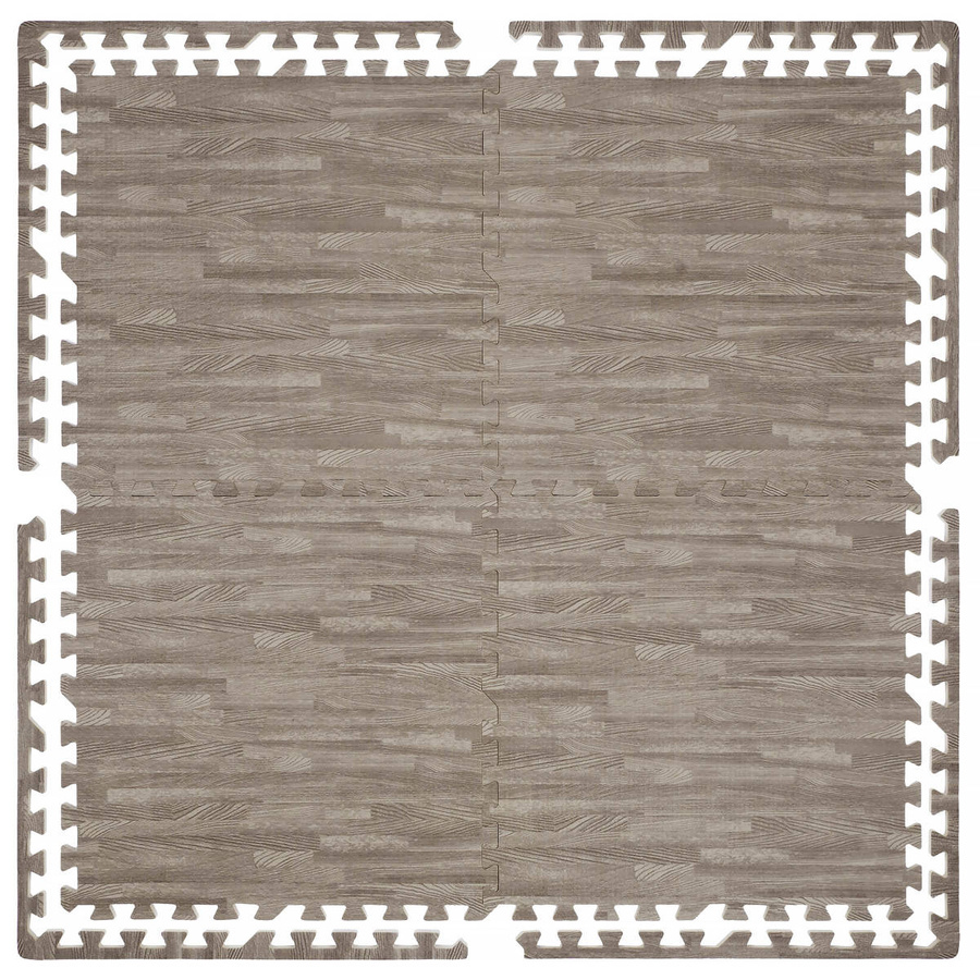 Wood-look foam floor mat 1cm (60x60cm) - Grey Wood