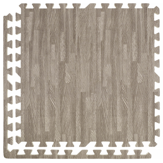 Wood-look foam floor mat 1cm (60x60cm) - Grey Wood