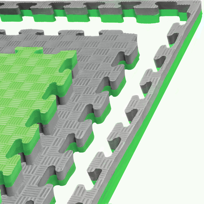 Mata piankowa puzzle PRO 3cm (100x100cm) - Szaro - Zielony