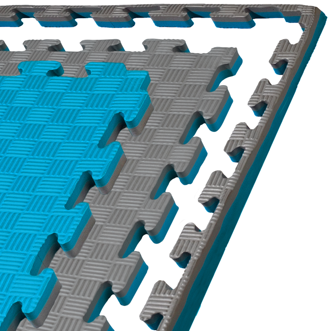 Foam floor puzzle mat PRO 2cm (100x100cm) - Grey - Blue