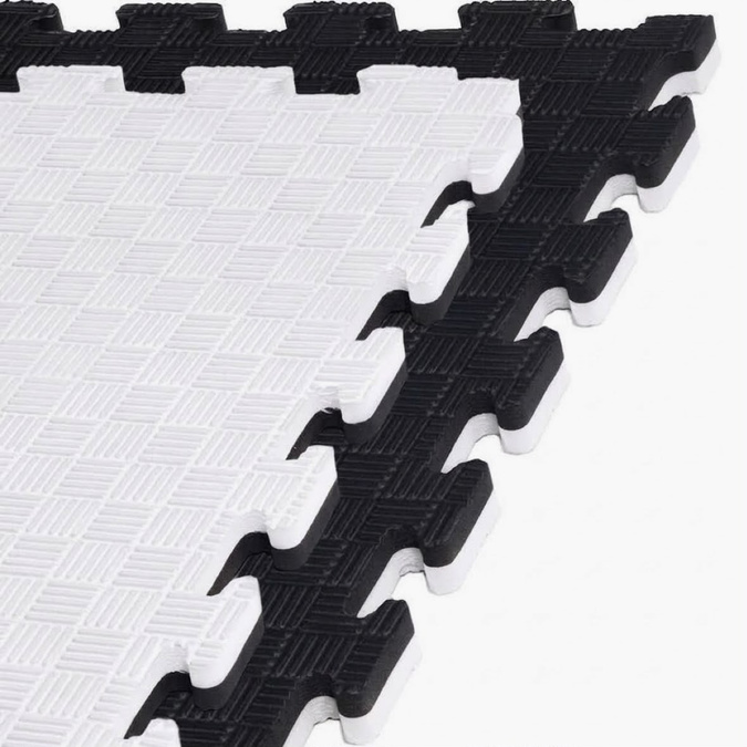 Foam floor puzzle mat PRO 2cm (100x100cm) - Black - White